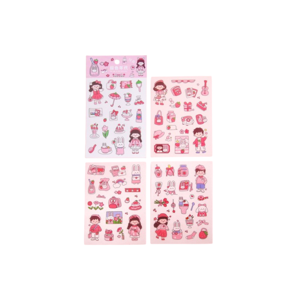 Cute Cartoon Girl Decorative Journal Diary Masking Stickers