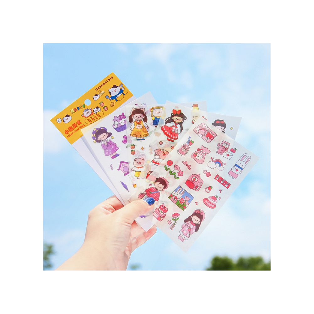 Cute Cartoon Girl Decorative Journal Diary Masking Stickers